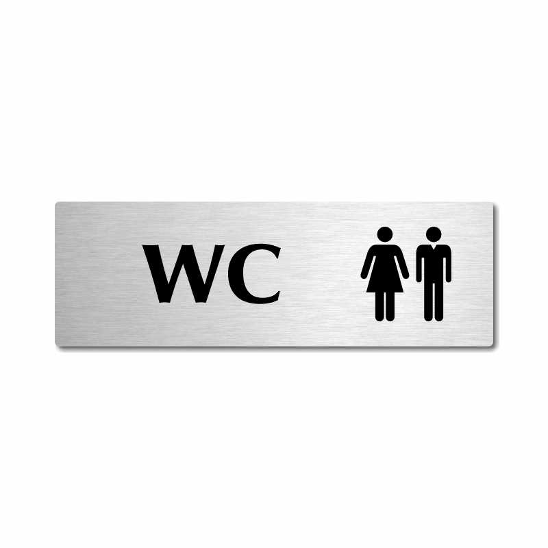 WC společné, stříbrná popiska na dveře